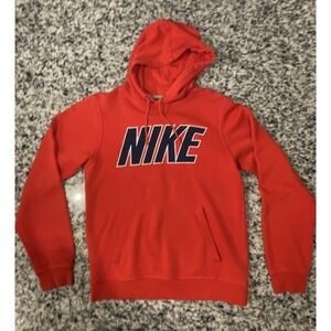 Nike Hoodie Sweatshirt Mens Small Red Casual Pullover Nike Spell Out #C607‎